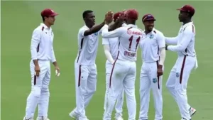 west indies celebrating taking wicket